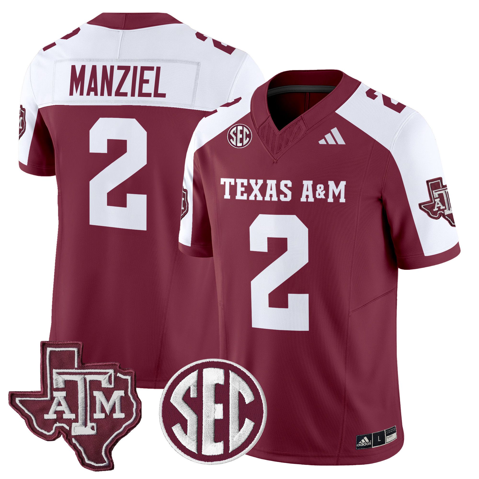 Men Texas A&M Aggies #2 Manziel Red 2024 Vapor Limited NCAA Jersey